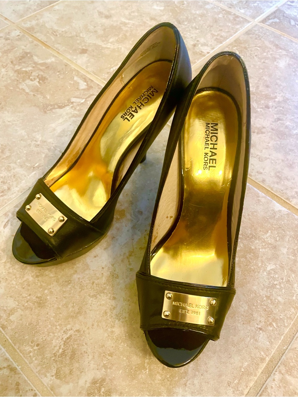 Michael Kors Black Peep-Toe Pumps